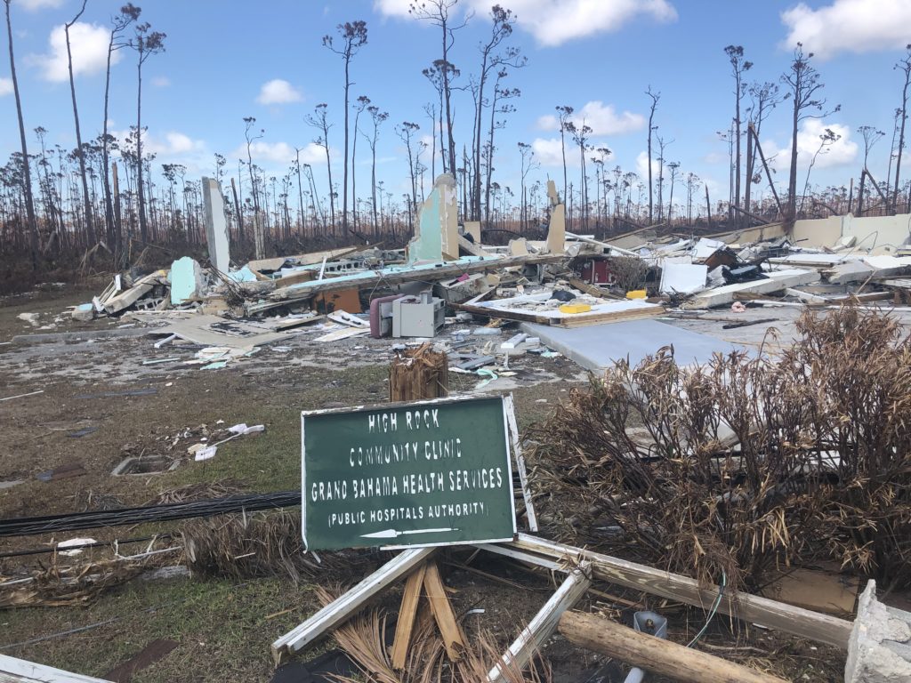 Like other healthcare facilities in the central and eastern parts of the island, the clinic at High Rock, Grand Bahama island, was destroyed by Hurricane Dorian.