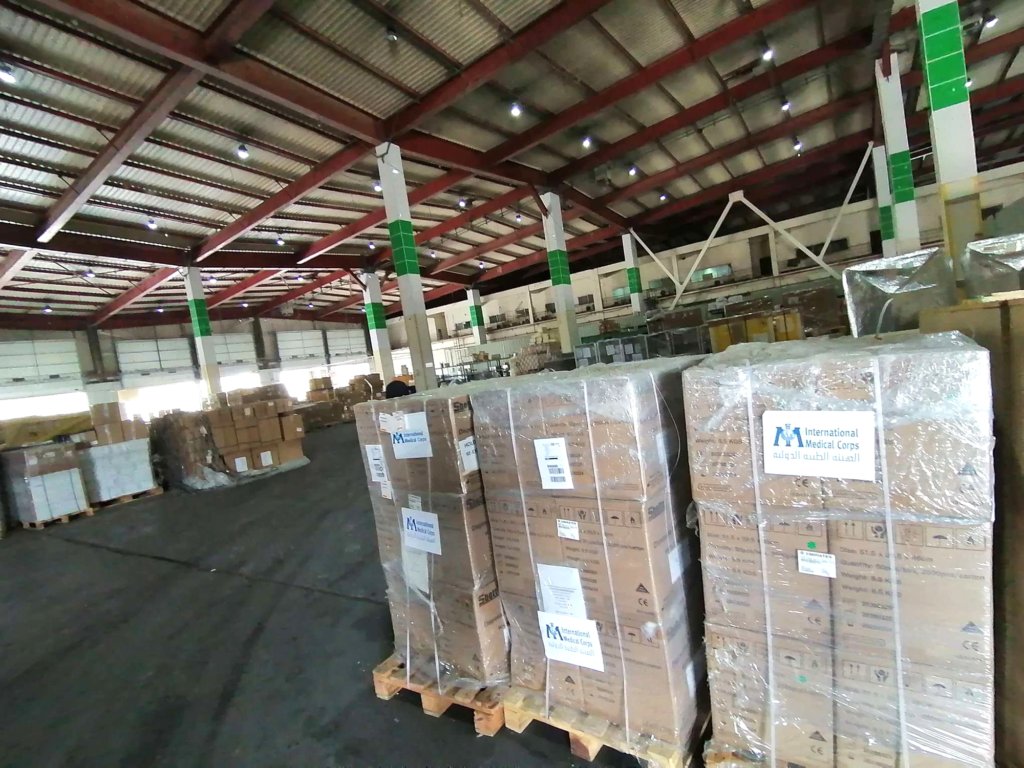 Donations of PPE from International Medical Corps are shown in the Ministry of Health’s warehouse in Iraq in July.