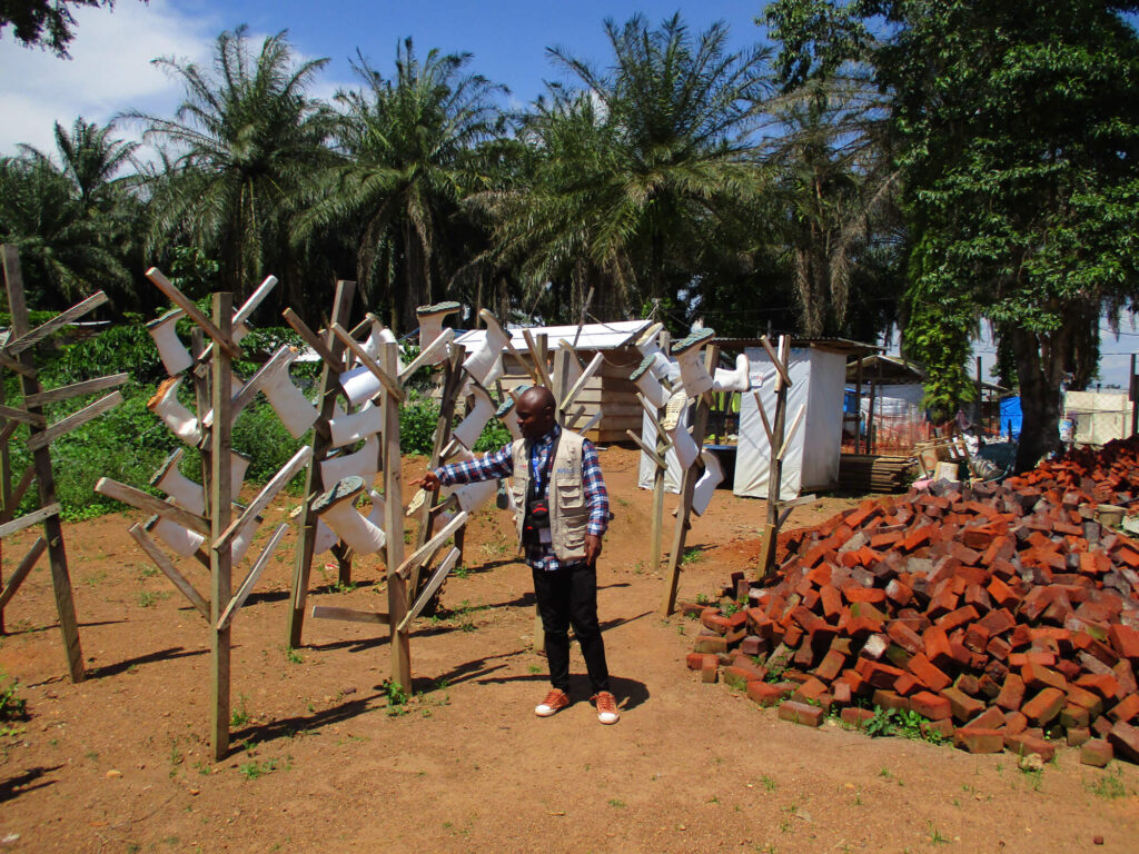 Mussa visits the Mangina Ebola Treatment Center, which International Medical Corps supports, in North Kivu province.