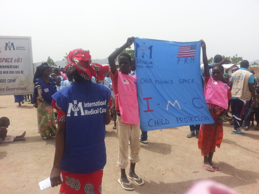 A parade of refugee children during the African Child International Day celebration in Minawao camp.