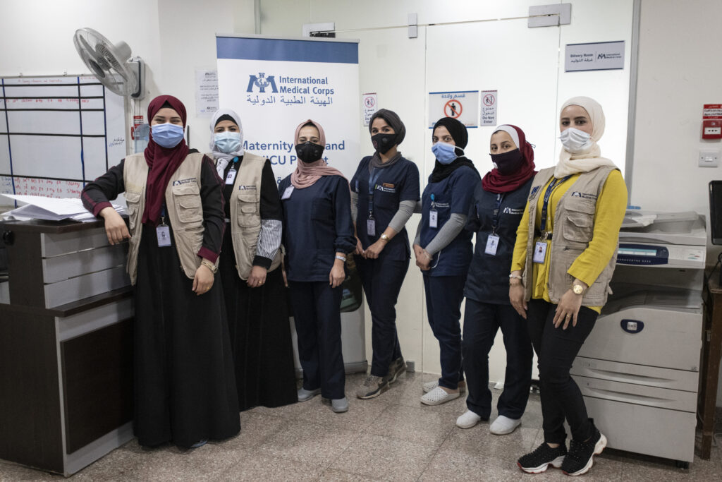 International Medical Corps staff at the Maternity ward, Irbid Specialty Hospital, Irbid, Jordan.