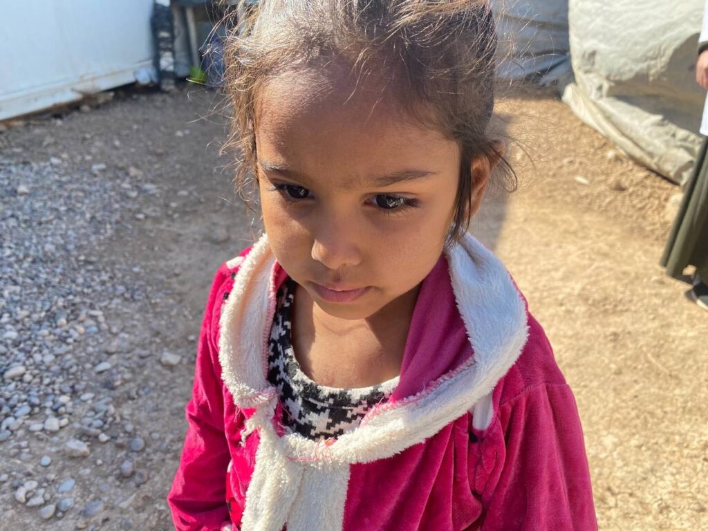 Five-year-old Zeinab at Al-Mahatta displacement camp in Iraq.