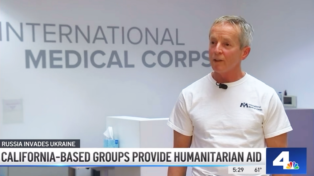 International Medical Corps Director of Global Communications talked with NBC4, Los Angeles about humanitarian needs in Ukraine on February 25, 2022.