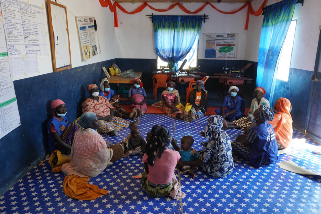 Women participate in a discussion of intimate partner violence at our WGSS in Cameroon, similar to the one attended by Jeanne and Marie in Central African Republic.