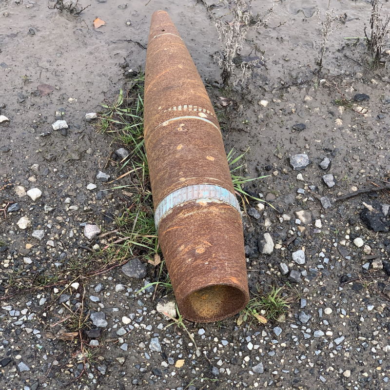 The security team often comes across used artillery shells during assessment trips.