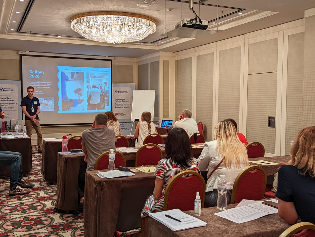 Dr. Jonathan Strong leads a training session on mass casualty management, which prepares healthcare providers and hospitals to deal with mass casualty incidents.