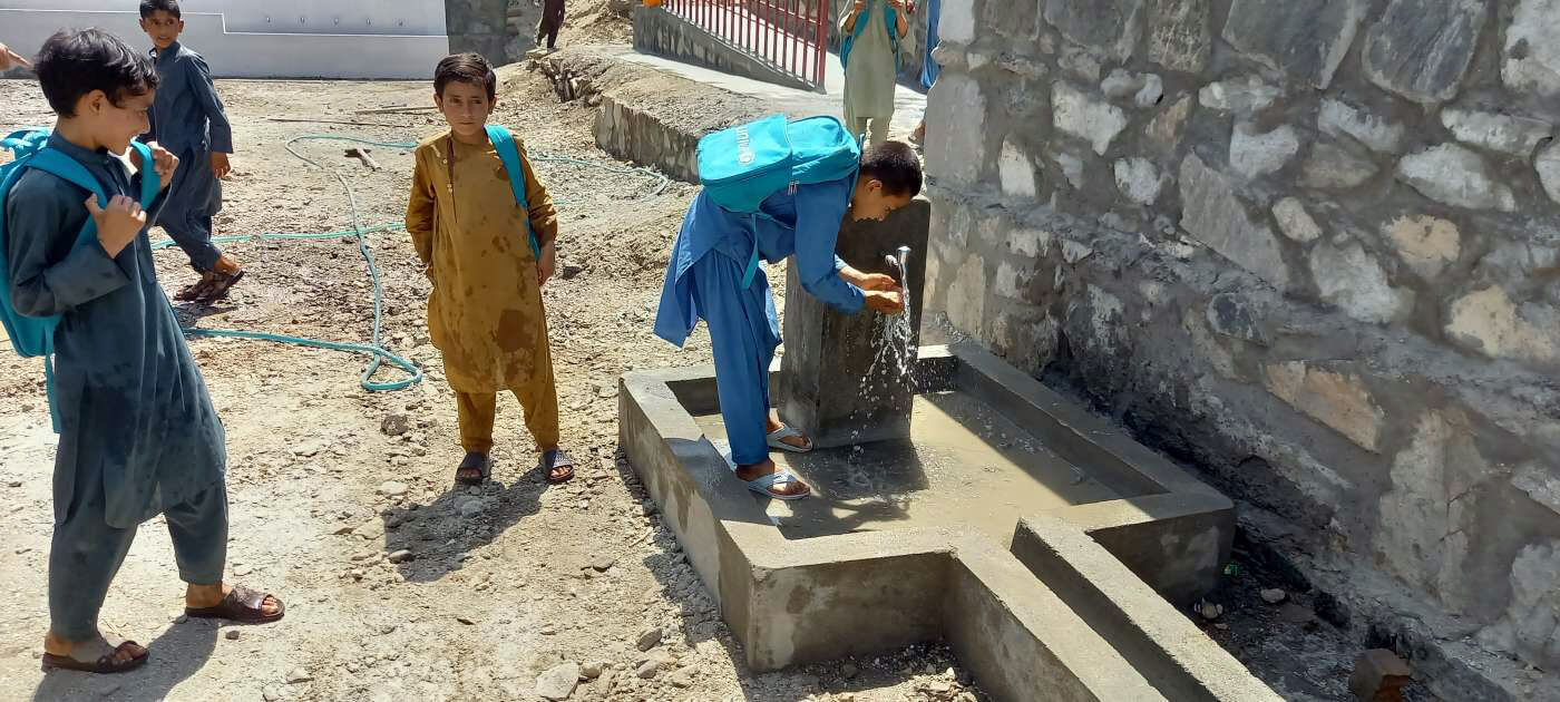 Our WASH team constructed a reservoir, four latrines, a tap stand and a handwashing facility in a remote school in Kunar province in Afghanistan, enabling students to practice good hygiene.