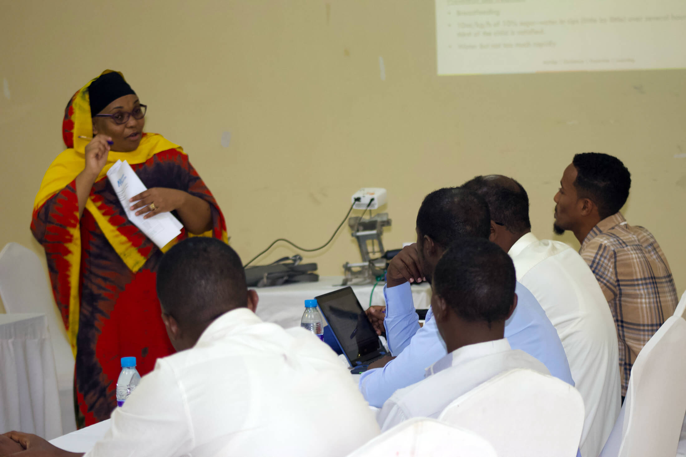 Naomi leads a nutrition training session.