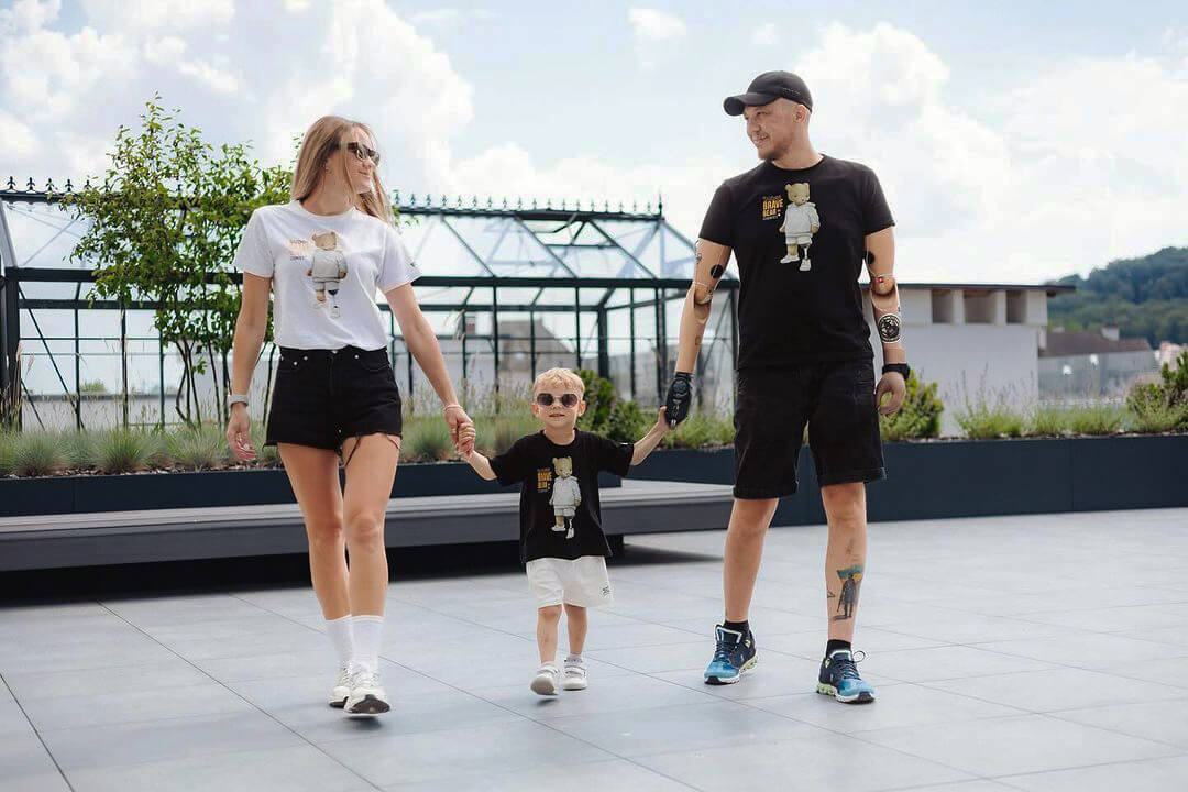 Serhii, Anna and their young son have started a new life running a coffee shop in Lviv after Serhii was injured in the fighting.