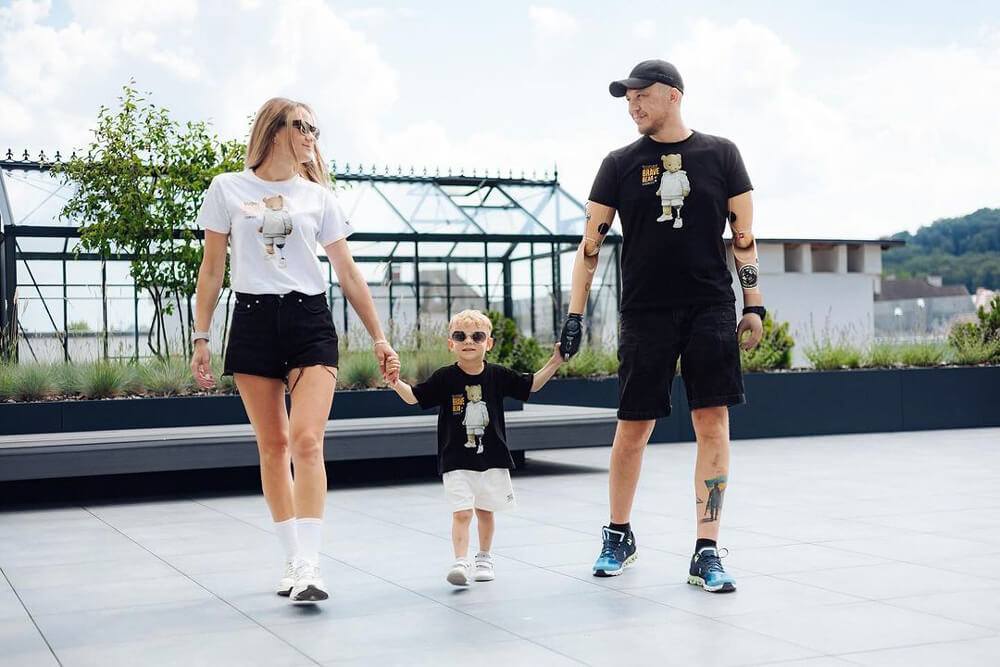 Serhii, Anna and their young son have started a new life running a coffee shop in Lviv after Serhii was injured.