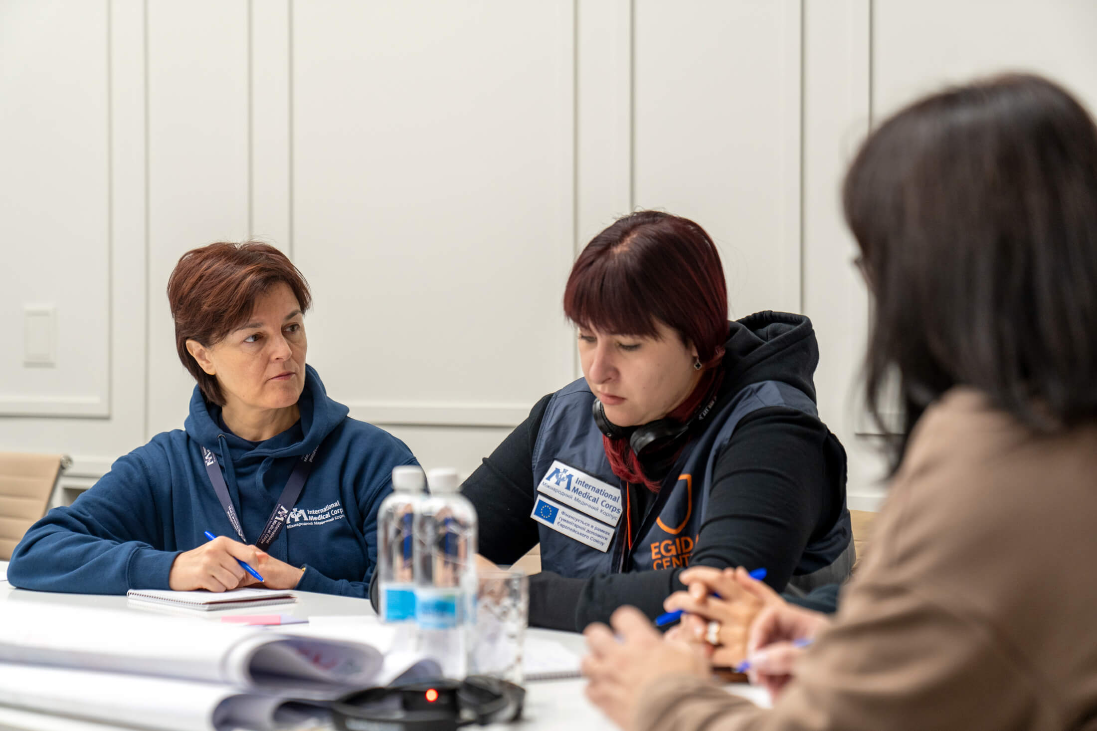 Participants in a training-of-trainers session for staff of the Egida Center, a local NGO, who learned about how to provide mental health services to displaced people in southeast Ukraine.