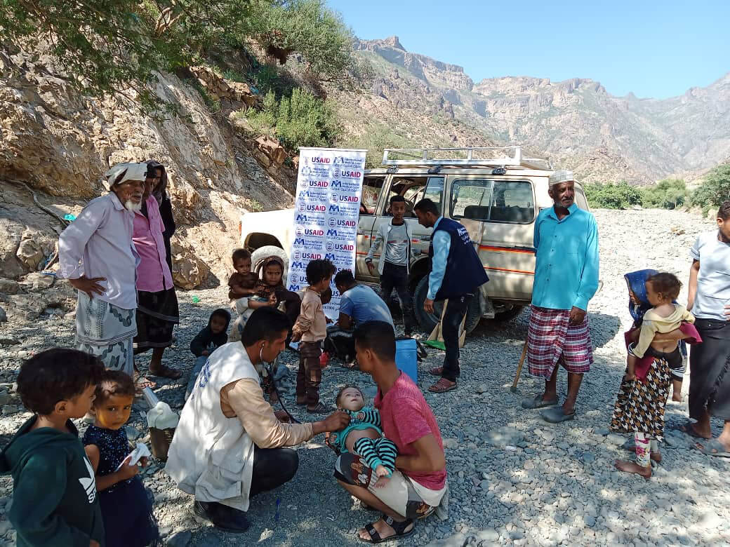 The CRT conducts medical consultations and nutritional status evaluations for children in one of the remote villages of Al Azariq District.