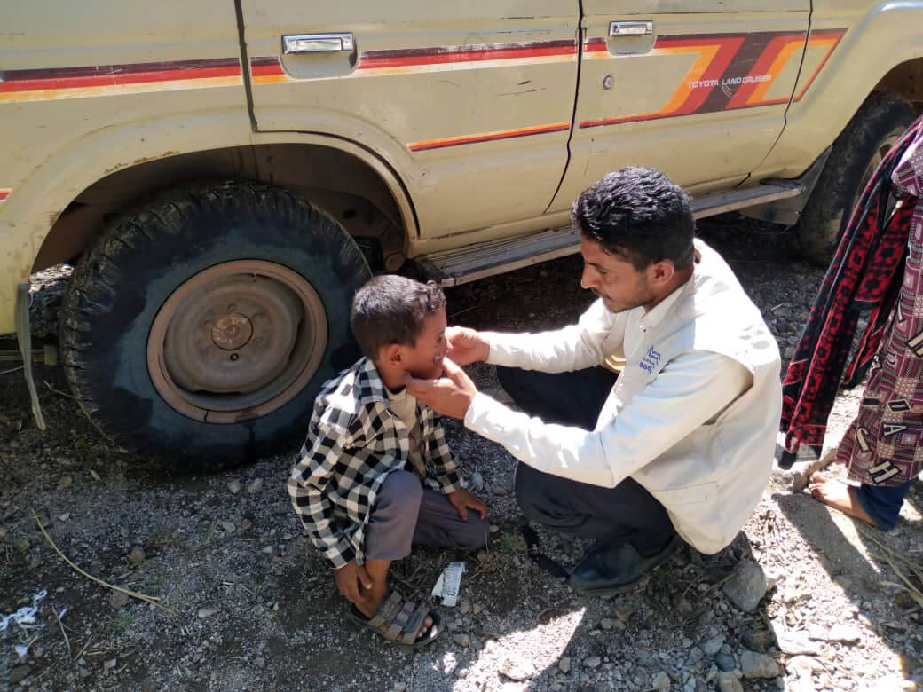 Health workers assess children for signs of malnutrition and disease, measuring their height, weight and mid-upper arm circumference and checking for common symptoms