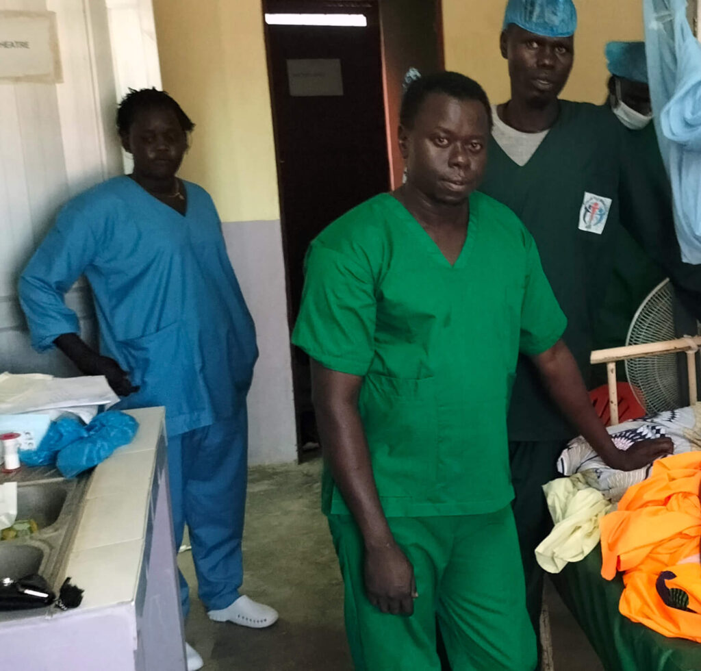 A medical team from Alliance for Action Aid (AFAA), an International Medical Corps partner in South Sudan, performed emergency surgery on International Medical Corps Program Manager Bithou Gatkuoth.