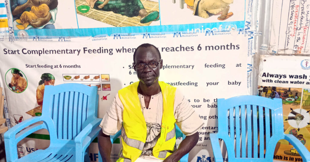 CNV Ernes George Deng works with International Medical Corps at a nutrition site in Malakal and does outreach in nearby communities.