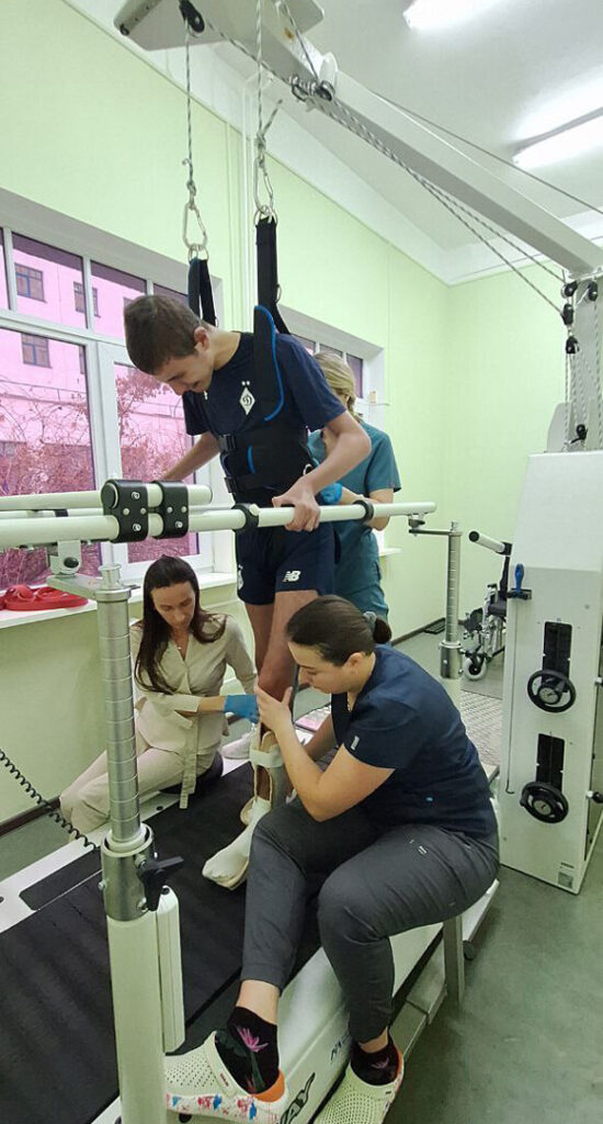 Ivan works on a treadmill at Kyiv’s Children’s Hospital #7.