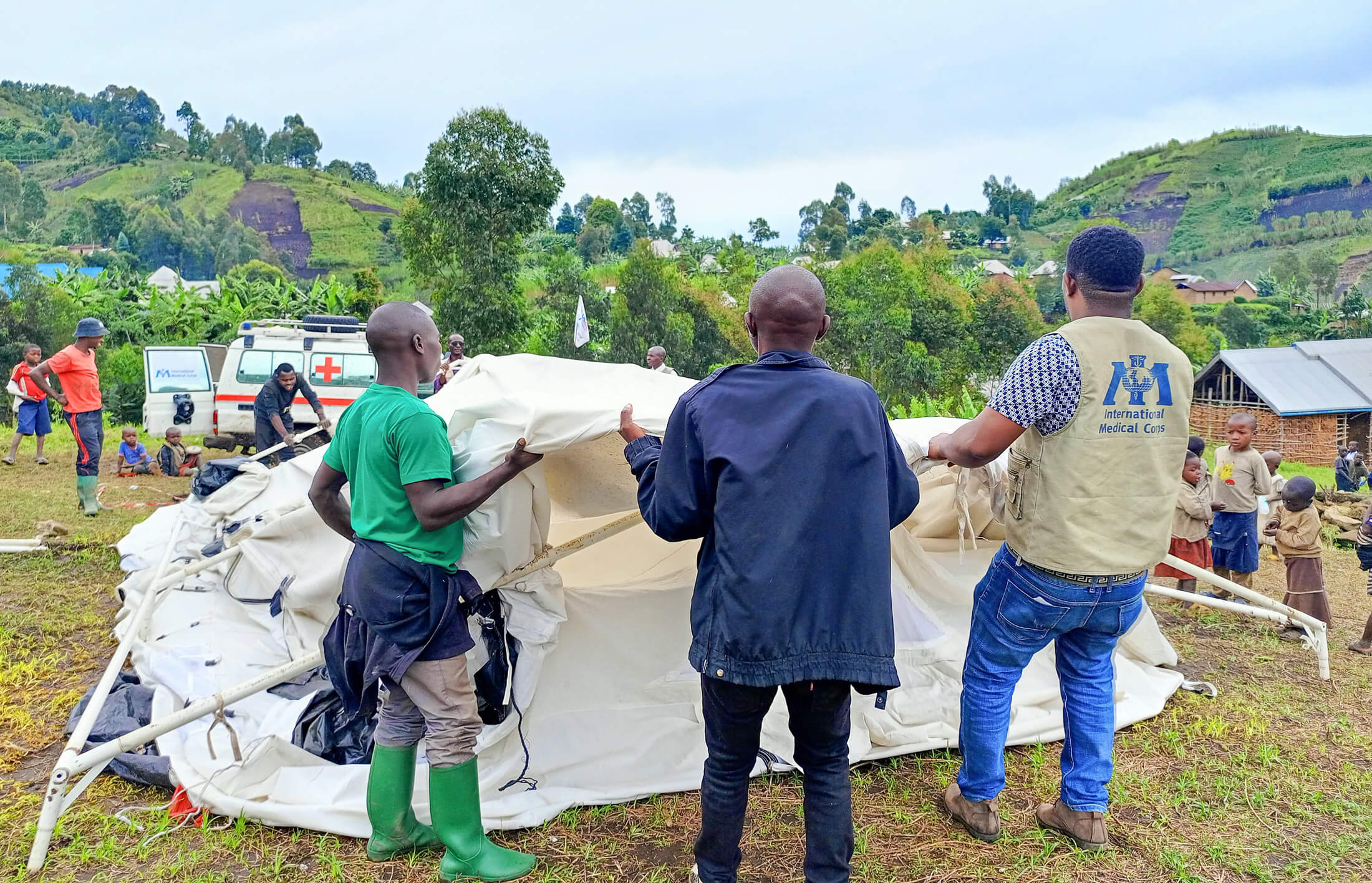 Our team sets up the tent where they conduct consultations, provide referrals and distribute medicine.