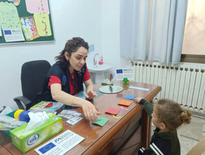 A child attends a one-on-one speech therapy session at the PHCC.