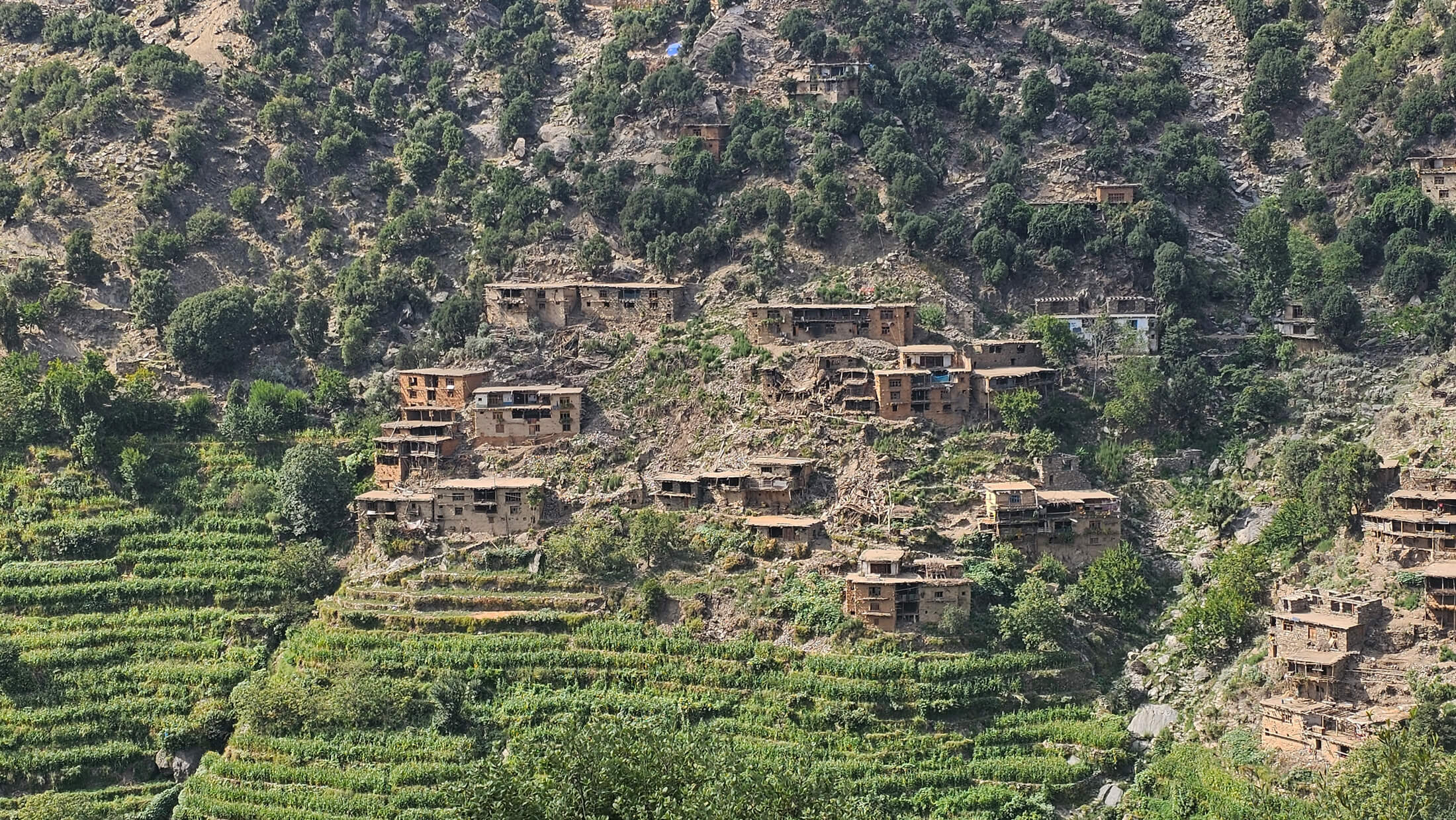Many homes in this area are built into the mountains using unreinforced mudbricks, making them susceptible to extensive damage from earthquakes and resulting landslides.