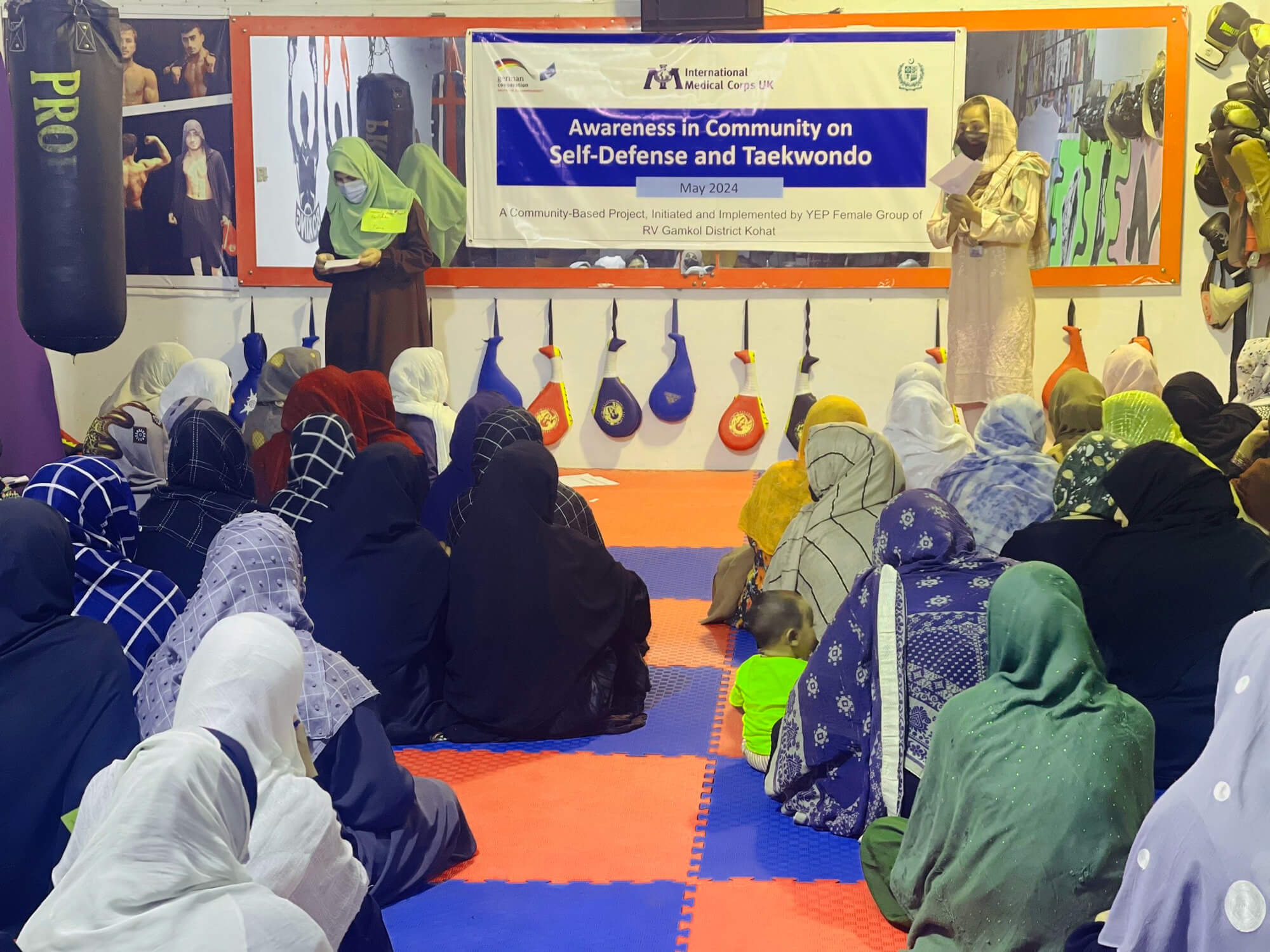 Female group members attended a self-defence and taekwondo class.