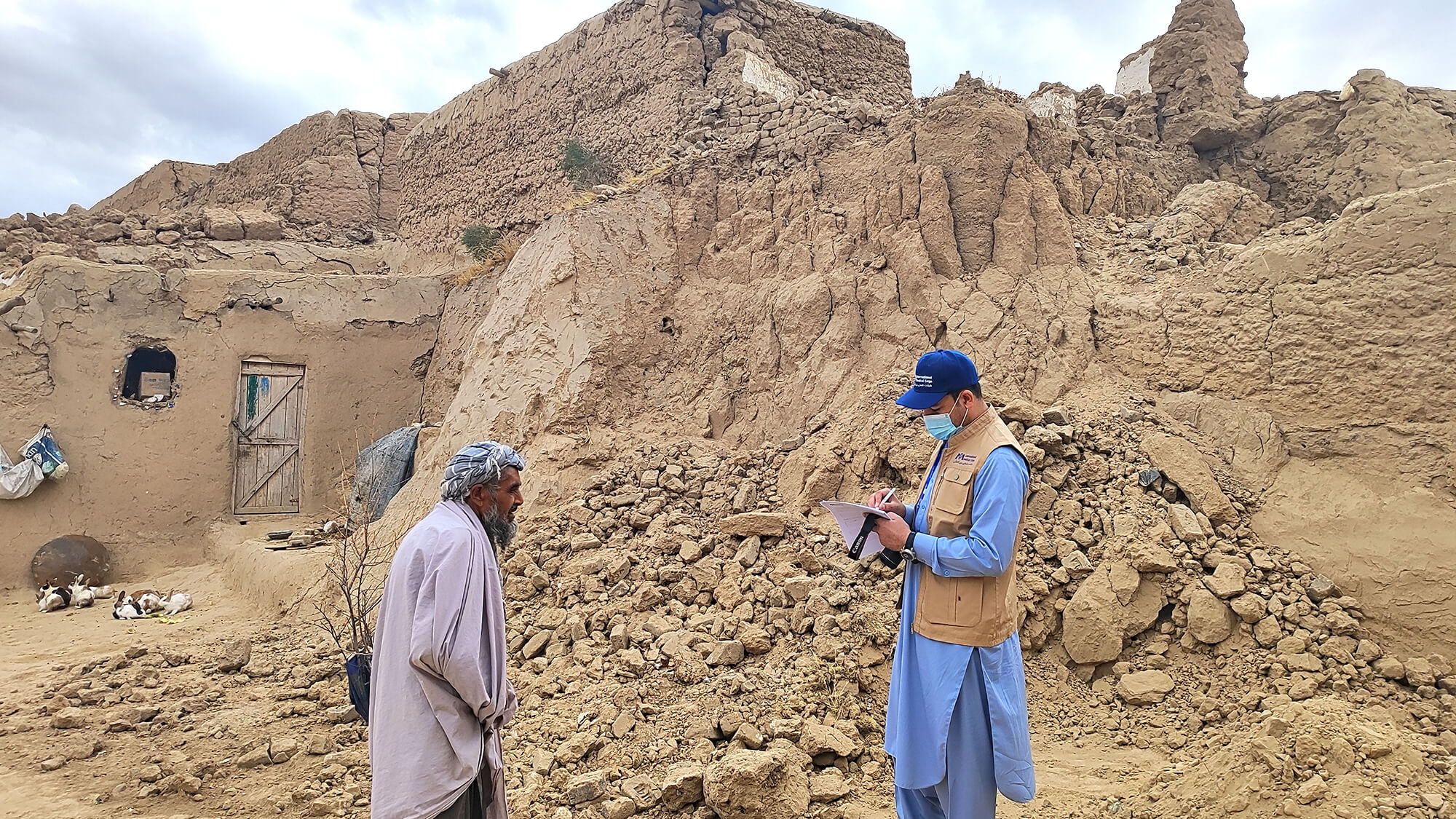 A staff member conducts a needs assessment in Balkh province.