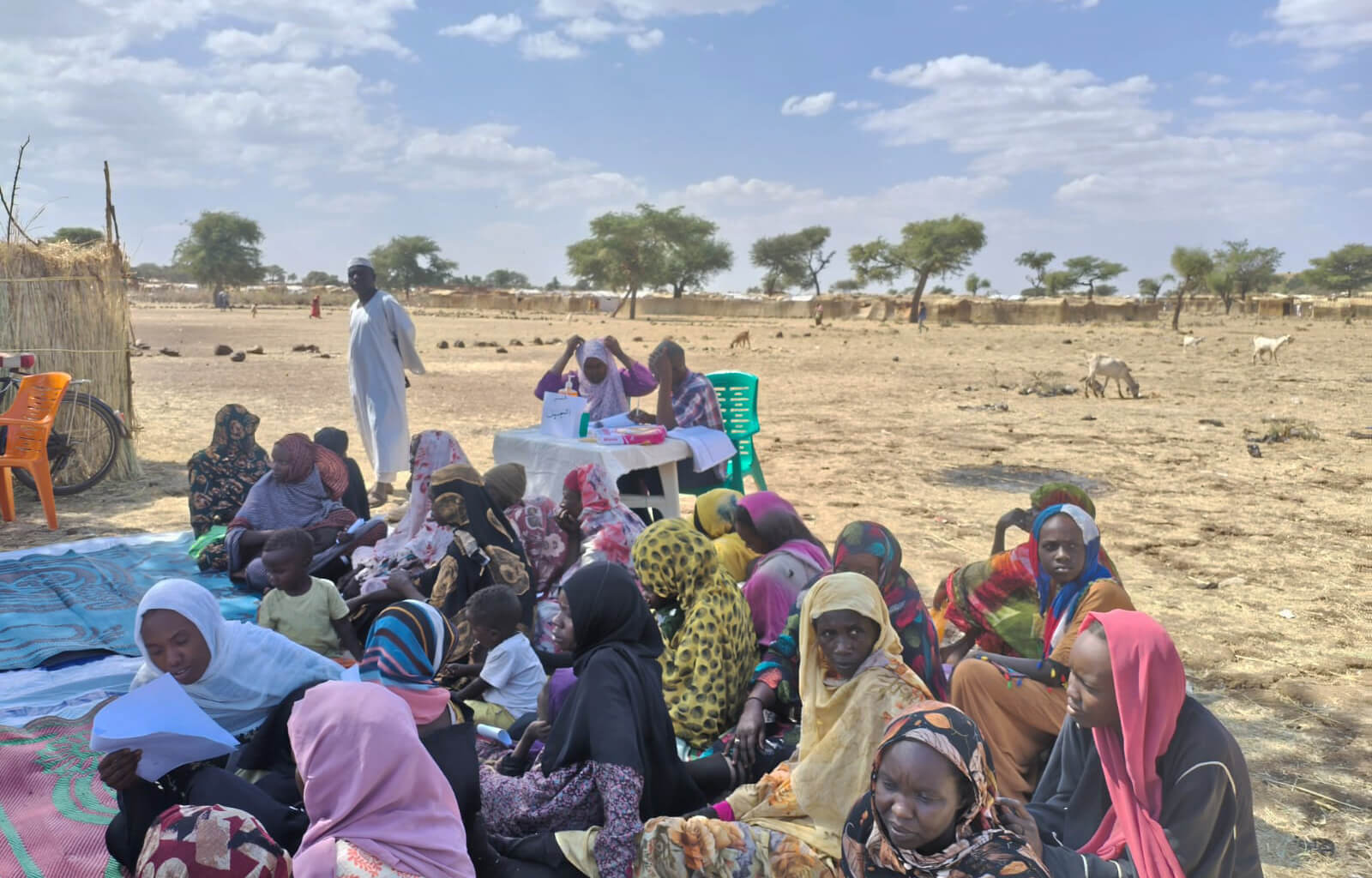 People displaced by the conflict in Sudan wait to receive mental health care from International Medical Corps staff.