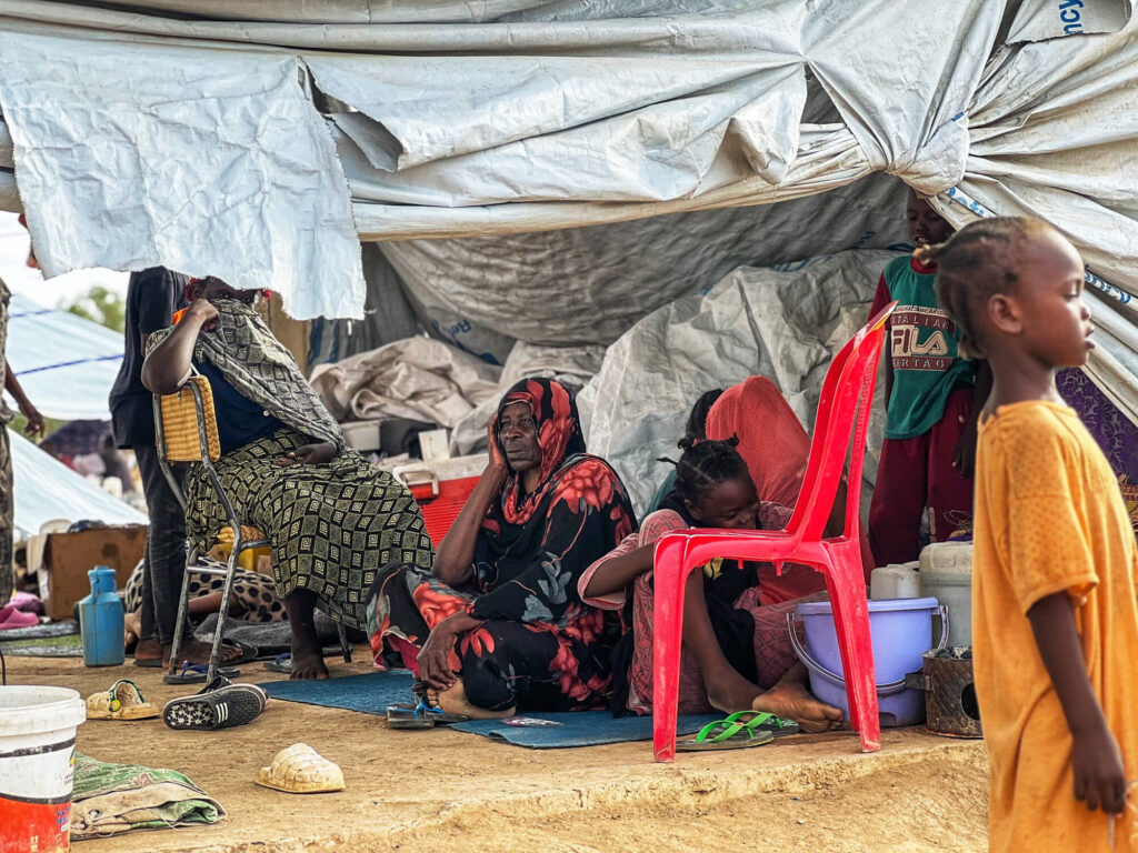 Awadia (center) and her family arrived in Kassala after being displaced by conflict.