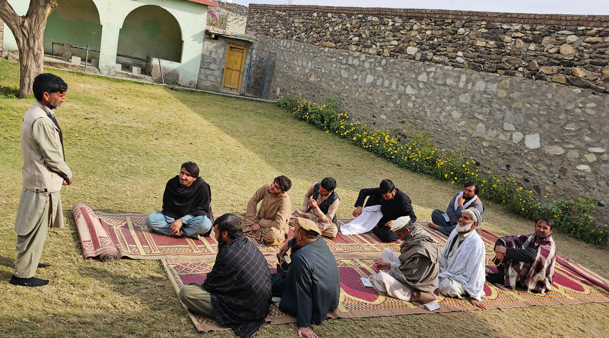 Mosafar leads a hygiene promotion session in his community.