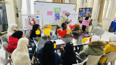 Our team in Syria conducts a menstrual hygiene-management awareness session for girls.