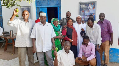 Dr. Saadeldeen (center) with International Medical Corps team members in Zalingei.